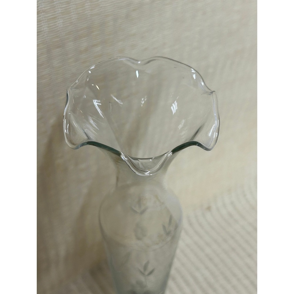 Bud Vase, Etched Glass Sterling Weighted Base Duchin Creation, Vintage